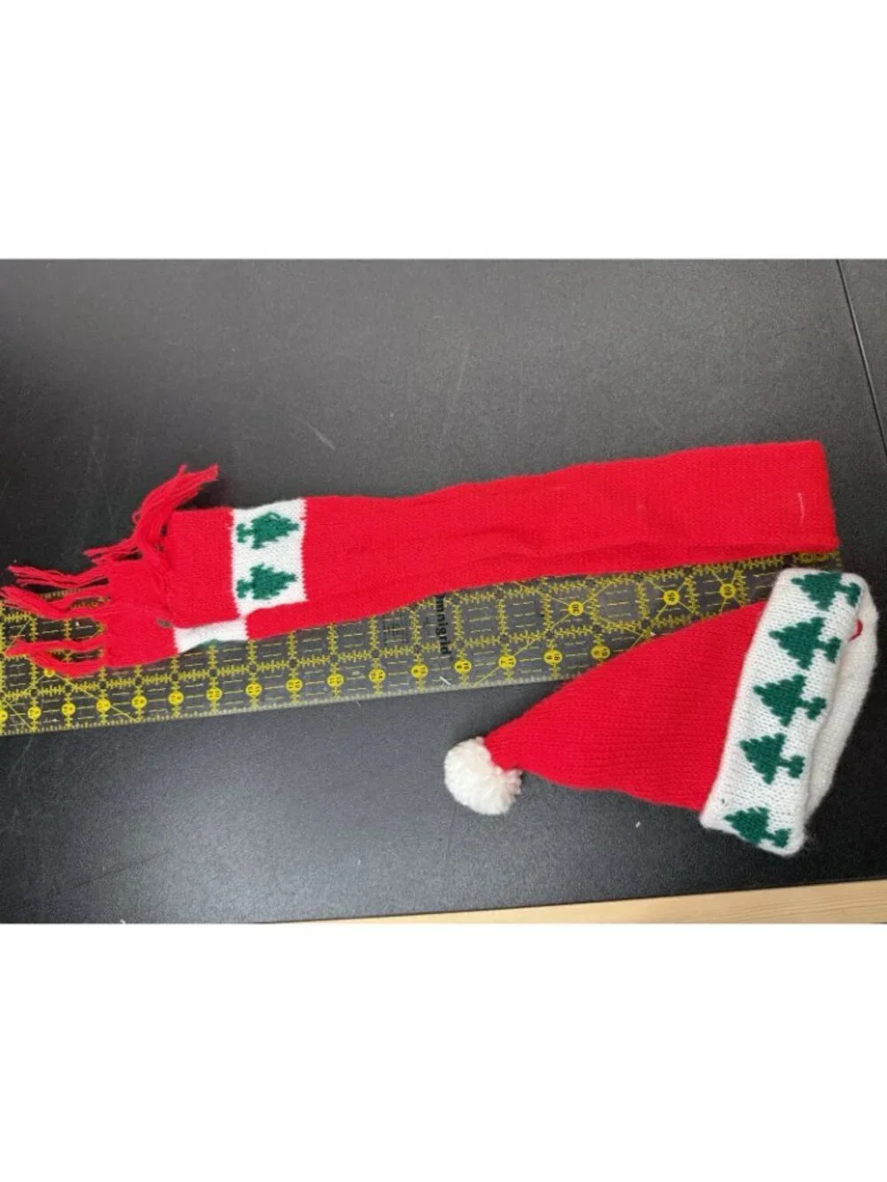 Vintage 80's Teddy Bear Red Green Knit Scarf And Hat Replacement
